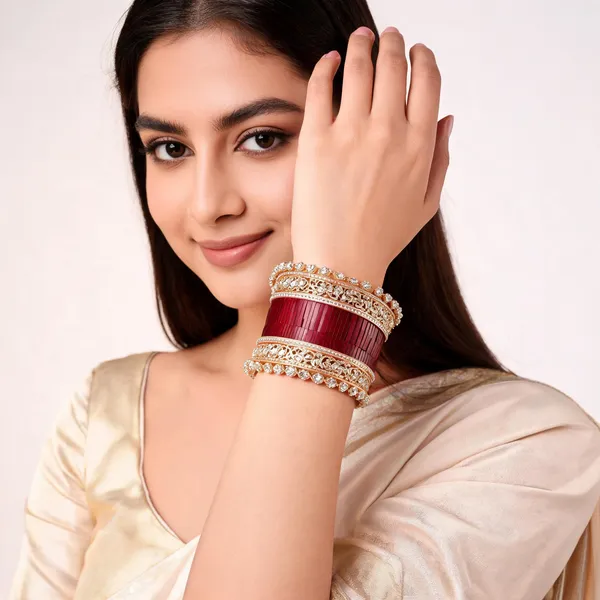 Maroon_Gold_Stone_Studded_Floral_Bridal_Bangle_Set_For_Women