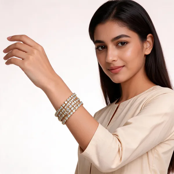 Gold_Metal_Faceted_Stone_Claw_Set_Bangles_For_Women