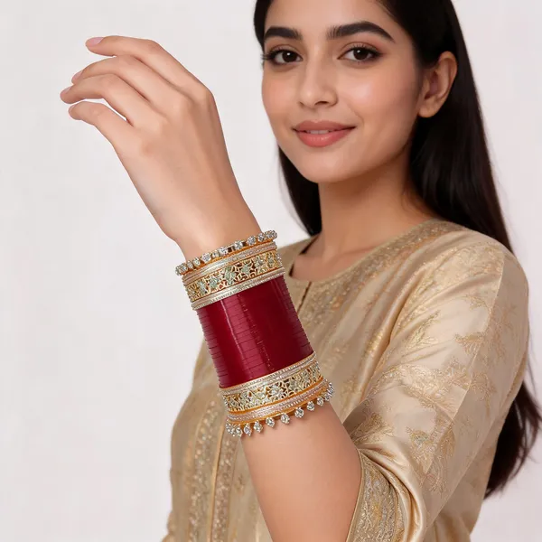 Maroon_Gold_Toned_Kada_Stone_Studded_Bridal_Bangle_Set_For_Women