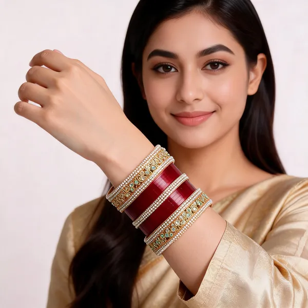 Red_Maroon_Gold_Kundan_Pearl_Bridal_Chura_Bangle_Set_For_Women
