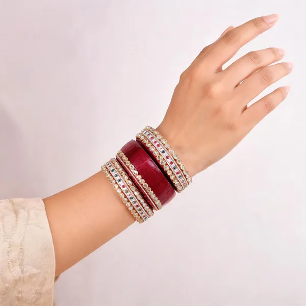 Maroon_Gold_Kundan_Stone_Studded_Bridal_Chura_Bangle_Set_For_Women