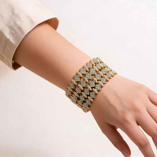 Gold_Metal_Diamond_Lattice_Stone_Studded_Wide_Cuff_Bangle_For_Women