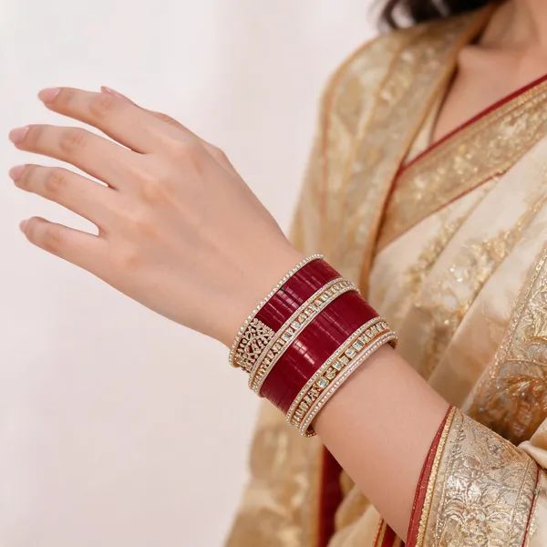 Maroon_Gold_Stone_Studded_Metallic_Bridal_Bangle_Set_For_Women