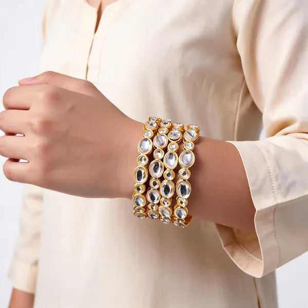 Gold_Metal_Kundan_Stone_Studded_Bangle_Set_For_Women
