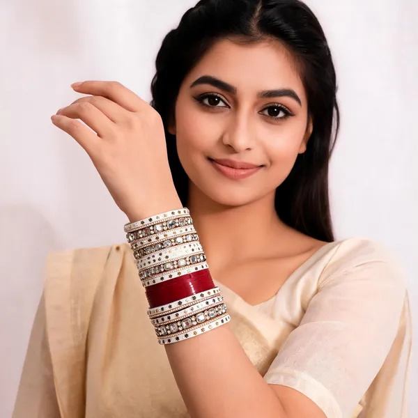 Red_White_Mirror_Work_Stone_Embellished_Bridal_Bangle_Set_For_Women
