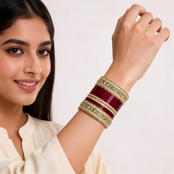 Maroon_Gold_Kundan_Stone_Studded_Bridal_Chuda_Bangle_Set_For_Women