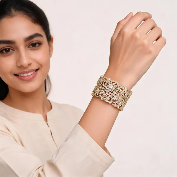 Gold_Metal_Filigree_Scrollwork_Kundan_Stone_Bangles_For_Women