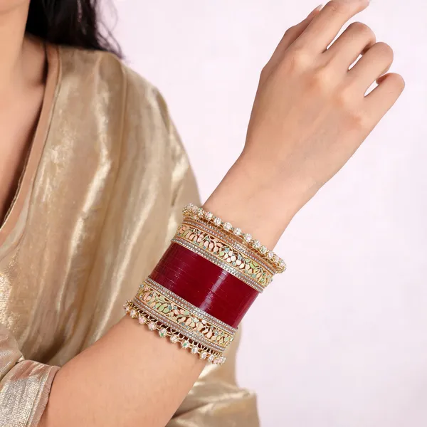 Red_Gold_Meenakari_Stone_Studded_Bridal_Kada_Bangle_Set_For_Women