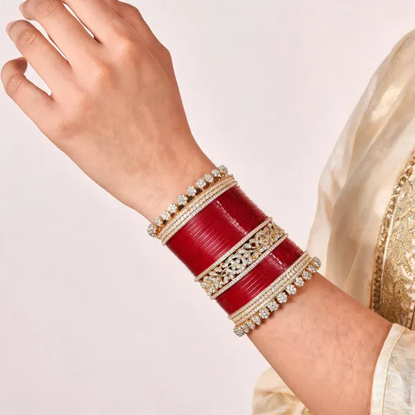 Maroon_Green_Gold_Stone_Pearl_Floral_Bridal_Bangle_Set_For_Women
