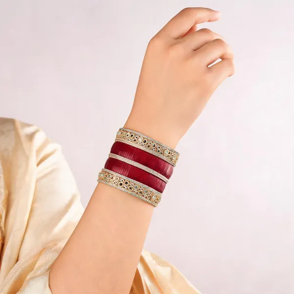 Maroon_Gold_Kundan_Mirror_Jali_Bridal_Chuda_Bangle_Set_For_Women