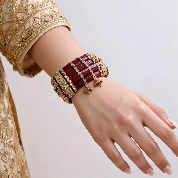 Maroon_Gold_Kundan_Lacquer_Bridal_Chuda_Bangle_Set_For_Women