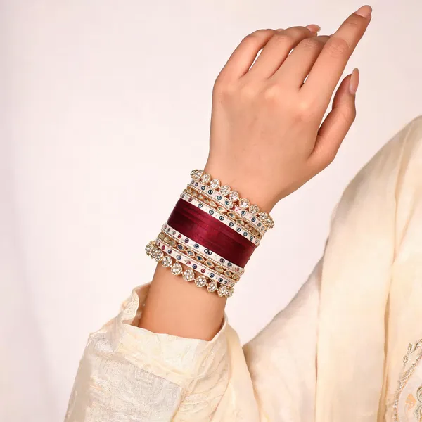 Maroon_Gold_Kundan_Meenakari_Bridal_Bangle_Set_For_Women