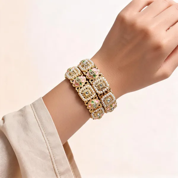Gold_Metal_Kundan_Pearl_Meenakari_Bangles_For_Women