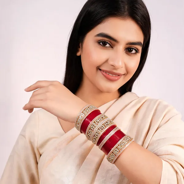 Red_Gold_Kundan_Mirror_Studded_Bridal_Chura_Bangle_Set_For_Women