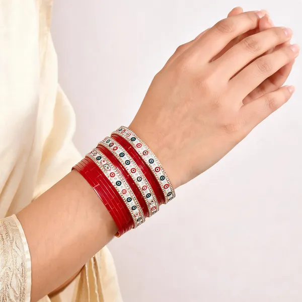 Red_Lacquer_Stone_Studded_Bridal_Bangle_Set_For_Women