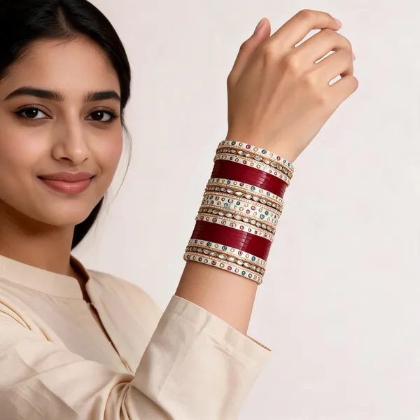 Maroon_White_Kundan_Stone_Studded_Bridal_Bangle_Set_For_Women