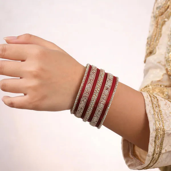 Maroon_Gold_Floral_Filigree_Stone_Studded_Bridal_Bangle_Set_For_Women
