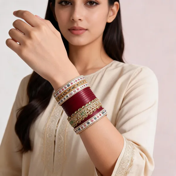 Maroon_Gold_Kundan_Meenakari_Bridal_Chuda_Bangle_Set_For_Women