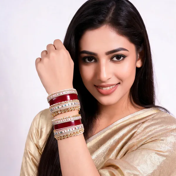 Maroon_Gold_Kundan_Pearl_Bridal_Chura_Bangle_Set_For_Women