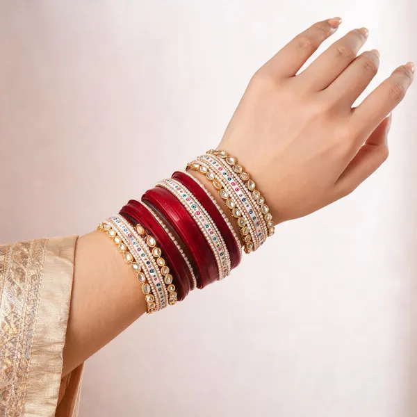 Maroon_Gold_Kundan_Pearl_Bridal_Chura_Bangle_Set_For_Women