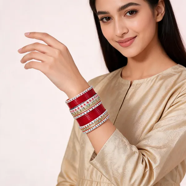 Multicolor_Antique_Gold_Stone_Bridal_Chuda_Bangle_Set_For_Women