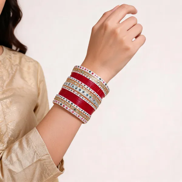 Multicolor_Antique_Gold_Stone_Bridal_Chuda_Bangle_Set_For_Women