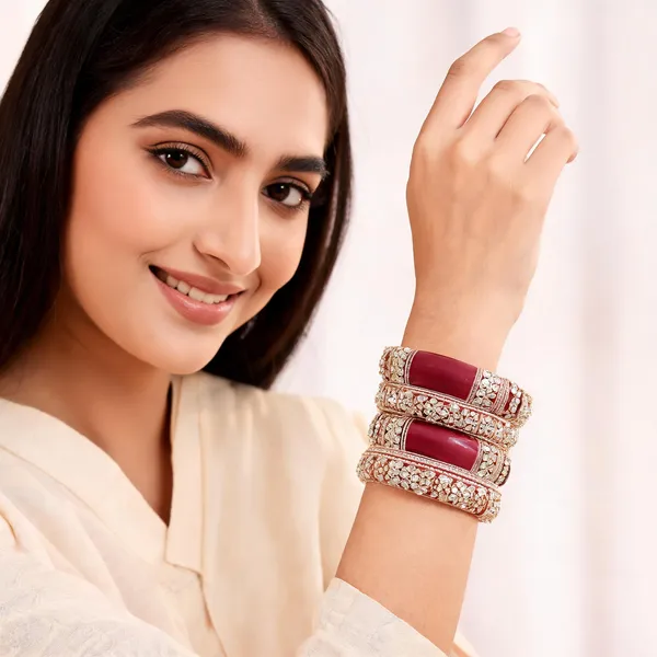 Maroon_Gold_Stone_Studded_Floral_Bridal_Chuda_Bangle_Set_For_Women