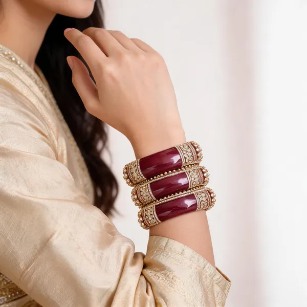 Maroon_Gold_Stone_Studded_Floral_Bridal_Chuda_Bangle_Set_For_Women