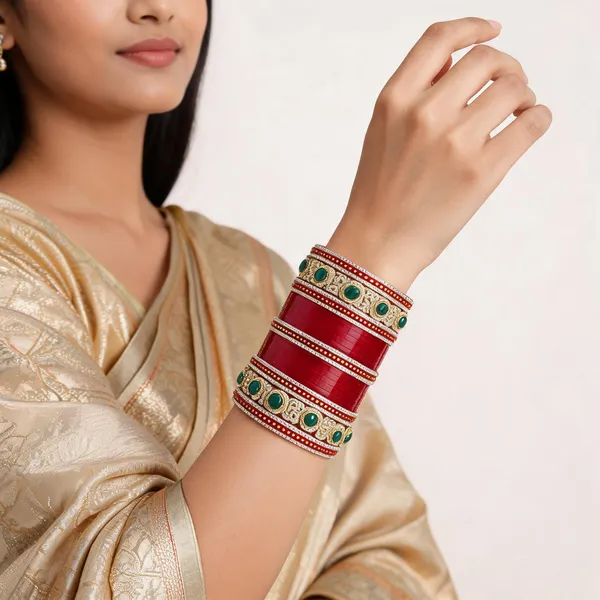 Red_Gold_Kundan_Emerald_Stone_Chuda_Bridal_Bangle_Set_For_Women