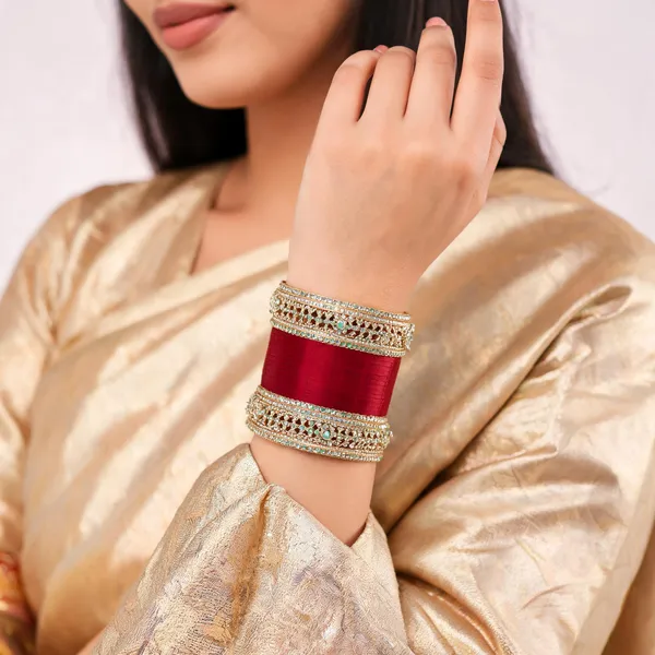 Maroon_Gold_Kundan_Emerald_Bridal_Chuda_Bangle_Set_For_Women