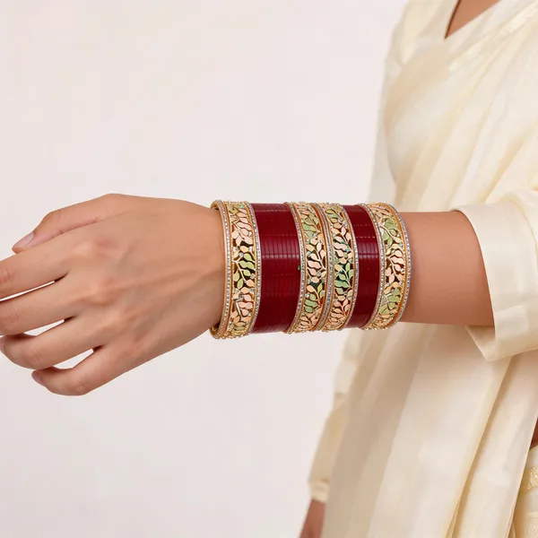 Maroon_Gold_Floral_Cutwork_Bridal_Chuda_Bangle_Set_For_Women