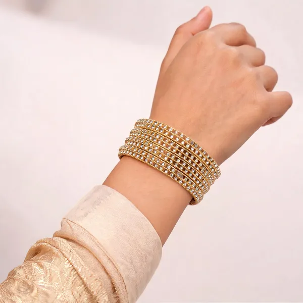 Gold_Metal_Stone_Studded_Slim_Bangle_Set_For_Women