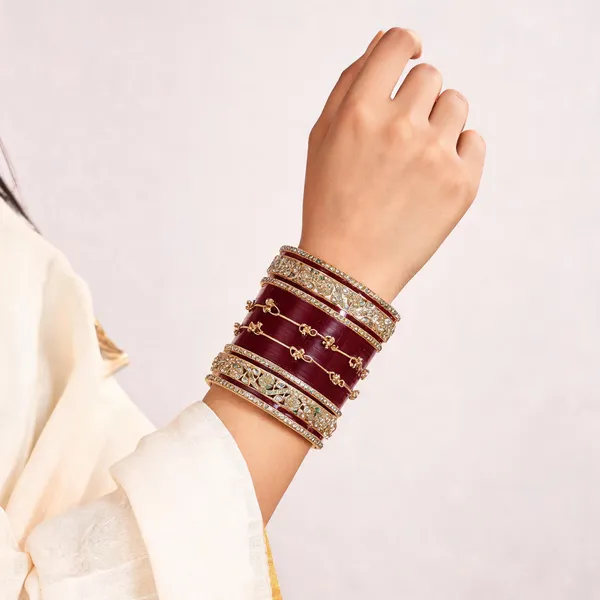 Maroon_Gold_Stone_Studded_Bridal_Chuda_Bangle_Set_For_Women