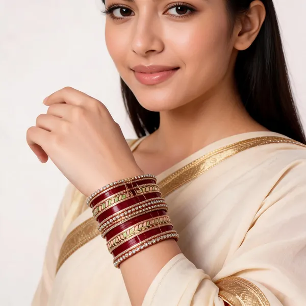Maroon_Gold_Stone_Embellished_Bridal_Bangle_Set_For_Women