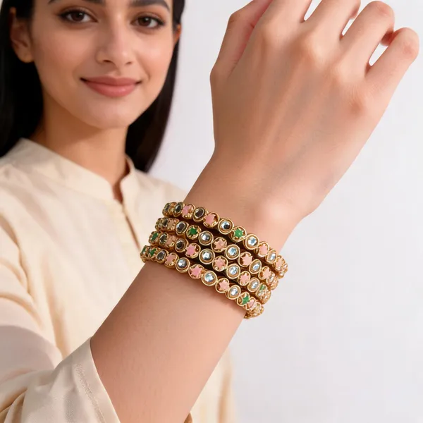 Gold_Metal_Multicolor_Stone_Stacked_Bangle_Set_For_Women