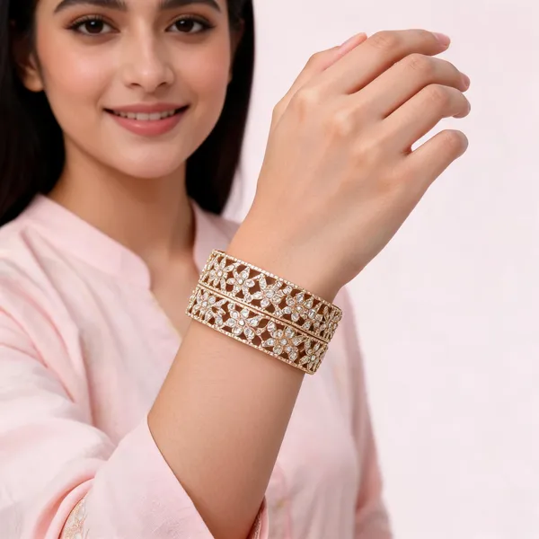 Gold_Metal_Broad_Floral_Cutwork_Stone_Studded_Bangles_For_Women