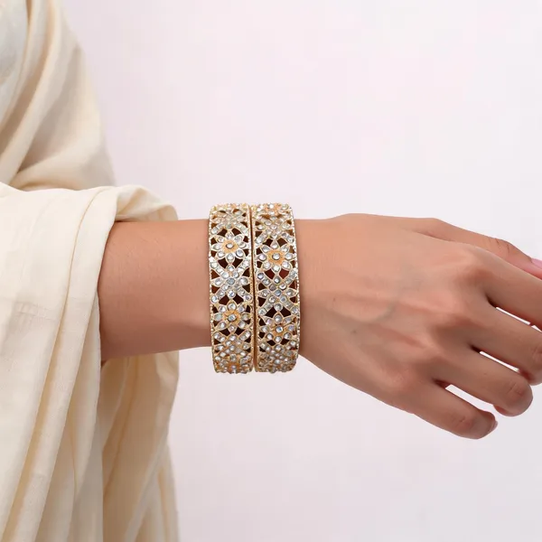 Gold_Metal_Broad_Floral_Cutwork_Stone_Studded_Bangles_For_Women