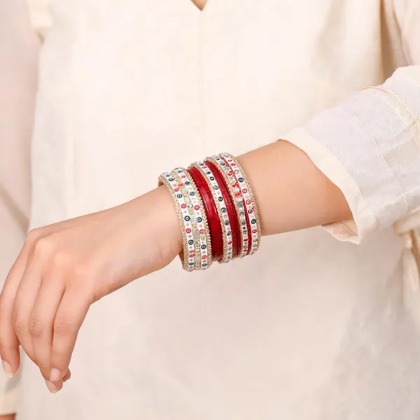 Maroon_Gold_Lac_Mirror_Work_Bridal_Bangle_Set_For_Women