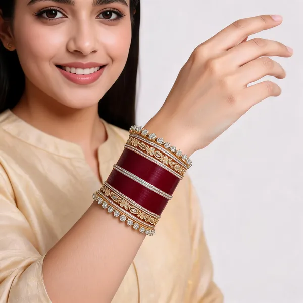 Maroon_Gold_Kundan_Stone_Studded_Bridal_Chuda_Bangle_Set_For_Women