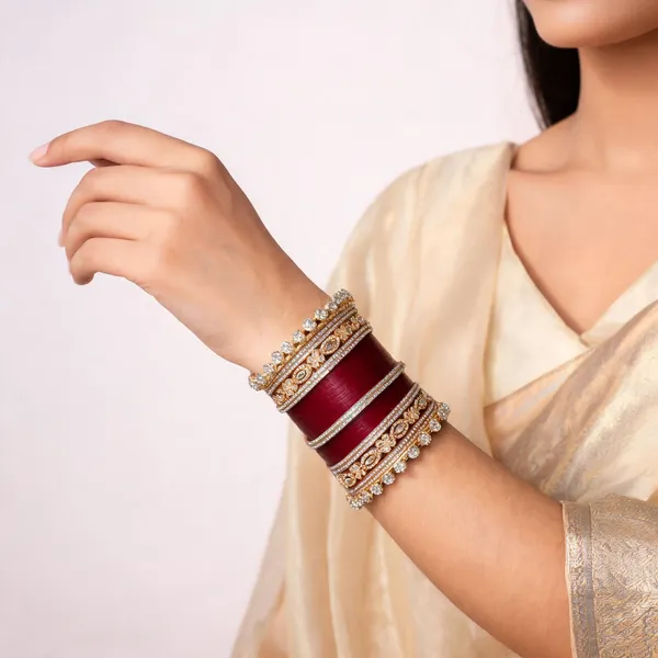 Maroon_Gold_Kundan_Stone_Studded_Bridal_Chuda_Bangle_Set_For_Women