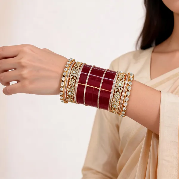 Maroon_Gold_Kundan_Floral_Studded_Bridal_Bangle_Set_For_Women