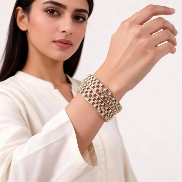 Gold_Metal_Cutwork_Faux_Diamond_Studded_Bangles_For_Women