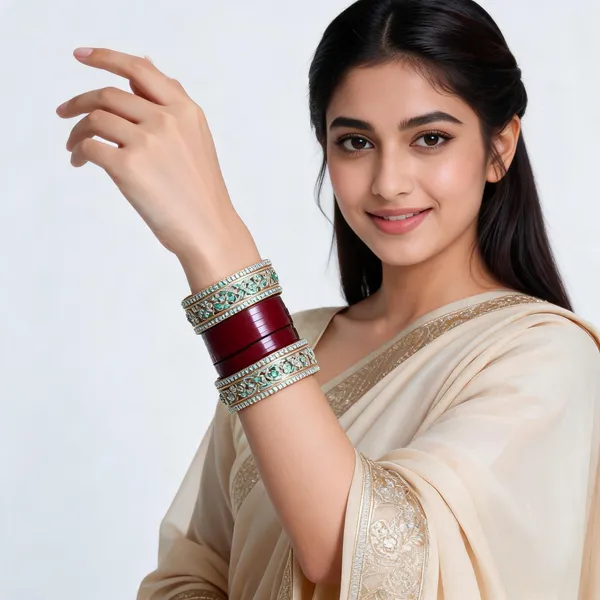 Maroon_Green_Stone_Studded_Lacquer_Bridal_Chuda_Bangle_Set_For_Women