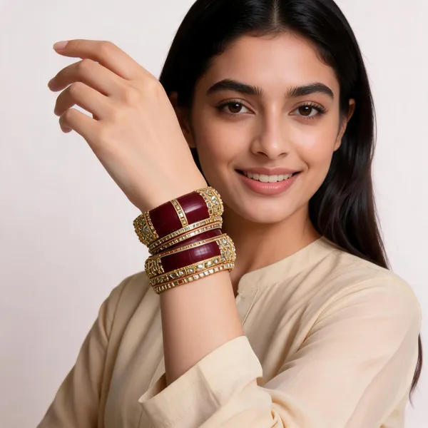 Maroon_Gold_Kundan_Mirror_Work_Lacquer_Bridal_Bangle_Set_For_Women