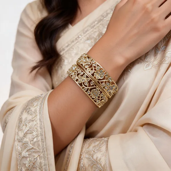 Gold_Metal_Floral_Vine_Cutwork_Stone_Studded_Bangles_For_Women