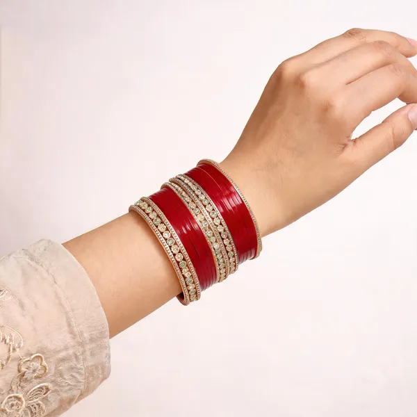 Red_Gold_Stone_Studded_Floral_Bridal_Bangle_Set_For_Women