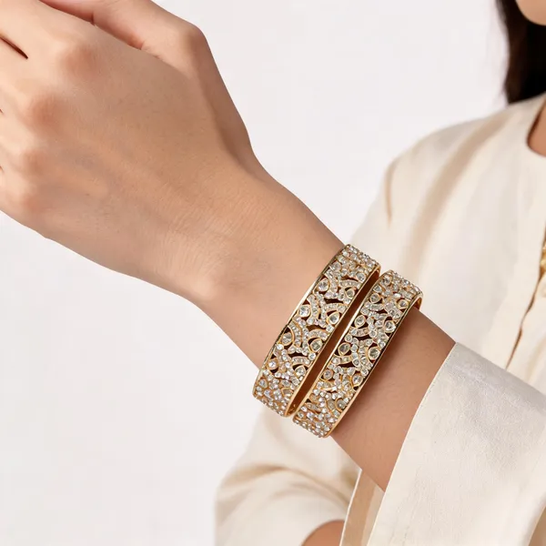 Gold_Metal_Floral_Cutwork_Stone_Studded_Bangles_For_Women