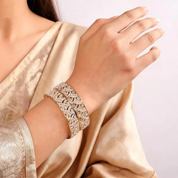 Gold_Metal_Floral_Cutwork_Stone_Studded_Bangles_For_Women