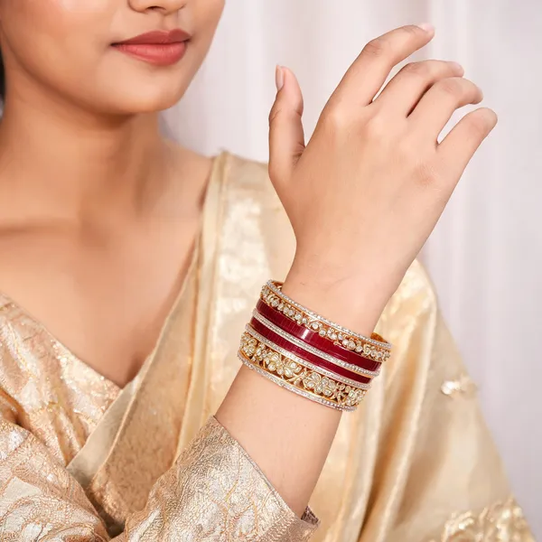 Maroon_Gold_Stone_Floral_Studded_Bridal_Chura_Bangle_Set_For_Women