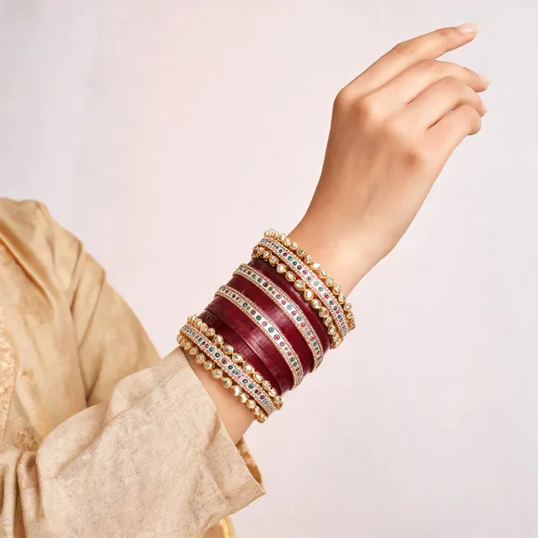 Maroon_Kundan_Stone_Enamel_Bridal_Chuda_Bangle_Set_For_Women